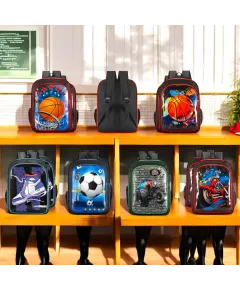 Ghiozdan băieți H660 – model sport cu imprimeu 3D, 41x30x12 cm, poliester, design unicat Engros
