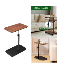 Multifunkcionális asztal forgólappal, fából készült 40x30cm fém vázzal, állítható magasság 80cm-ig, nagykereskedelem