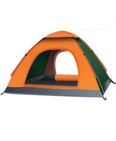 Cort Automat de 3-4 Persoane Pentru Camping sau Plaja, Impermeabil, Rezistent UV, Plasa Anti-Tantari, Poliester 170T si Panza Oxford 210D, 200x200x135 cm, Portocaliu Engros